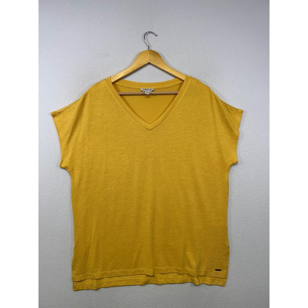 Casual Minimalist Orvis Womens Large Mustard Yellow Dolman Knit Top Comfort